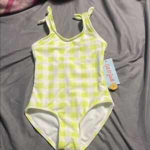 Cat & Jack Yellow and White Checkered Swimsuit